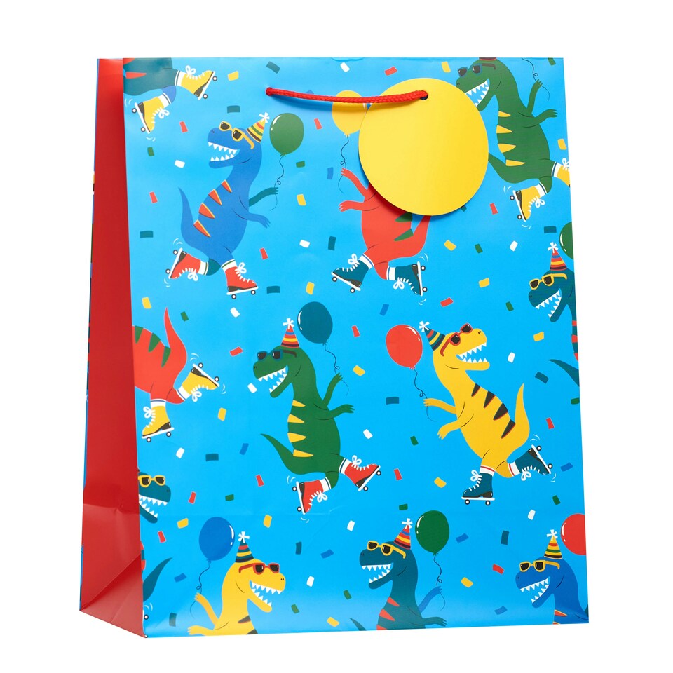 image 1 of Essentials Skating Dino Large Gift Bag - Pack of 3