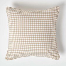 Homescapes Cotton Gingham Check Beige Cushion Cover - 60 x 60 cm | Cream | Beige | 60 x 60 cm
