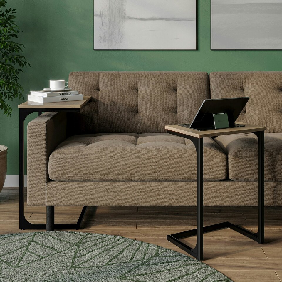 image 1 of 2 pc C-Shaped Nesting Side Tables White | Unit Colour: White