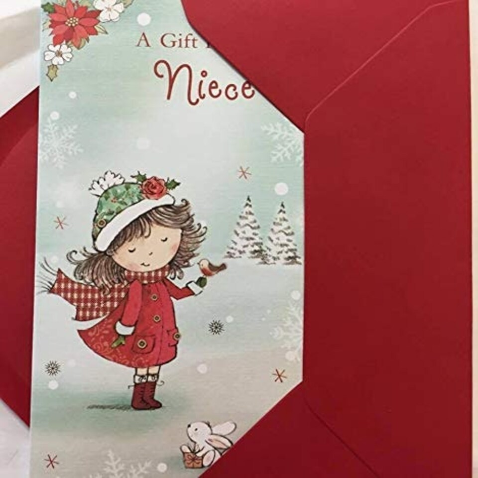 image 1 of NIECE CUTE TRADITIONAL CHRISTMAS MONEY GIFT PRESENT GREETING CARD