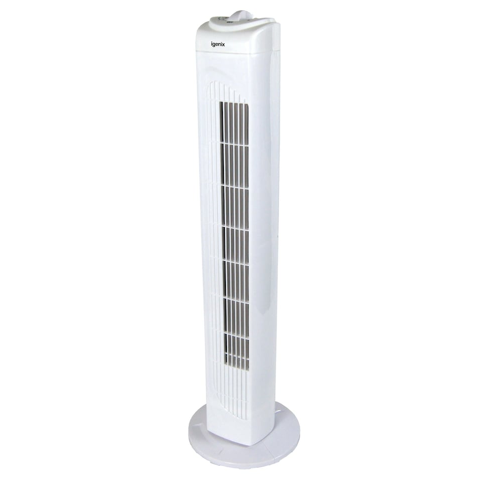 image 1 of Igenix DF0029 Tower Fan, Oscillating, 29 Inch, 3 Speed Settings with Auto Shut Off, White