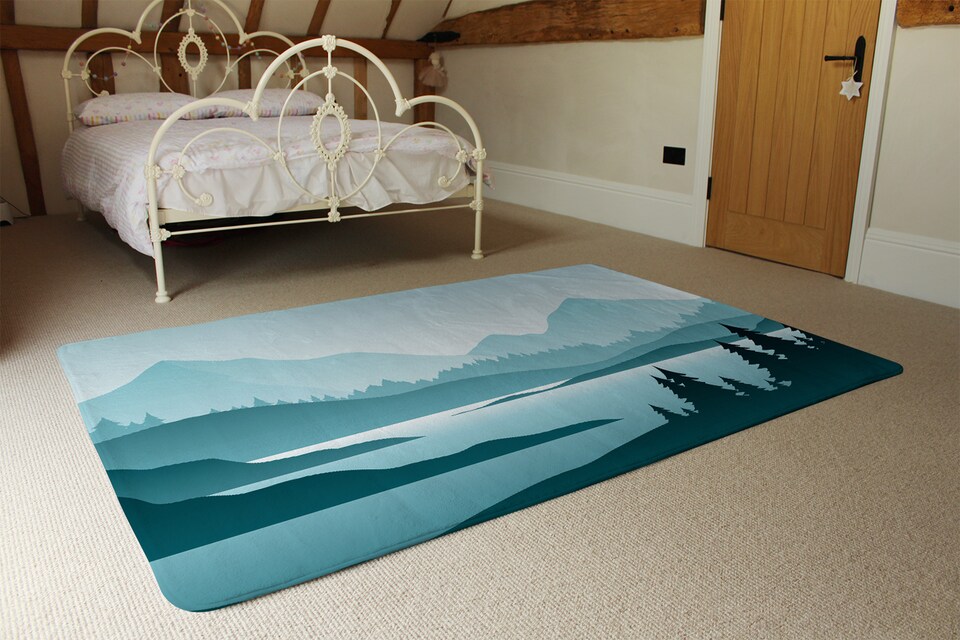 image 1 of Abstract Mountain Landscape Designer Rug | Multi