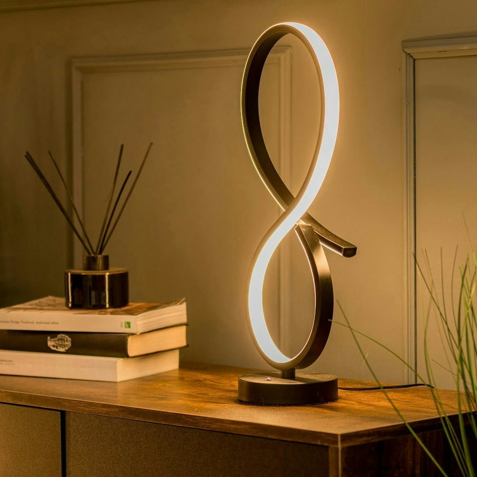 image 1 of ValueLights Infinity Black Swirl Integrated LED Table Lamp