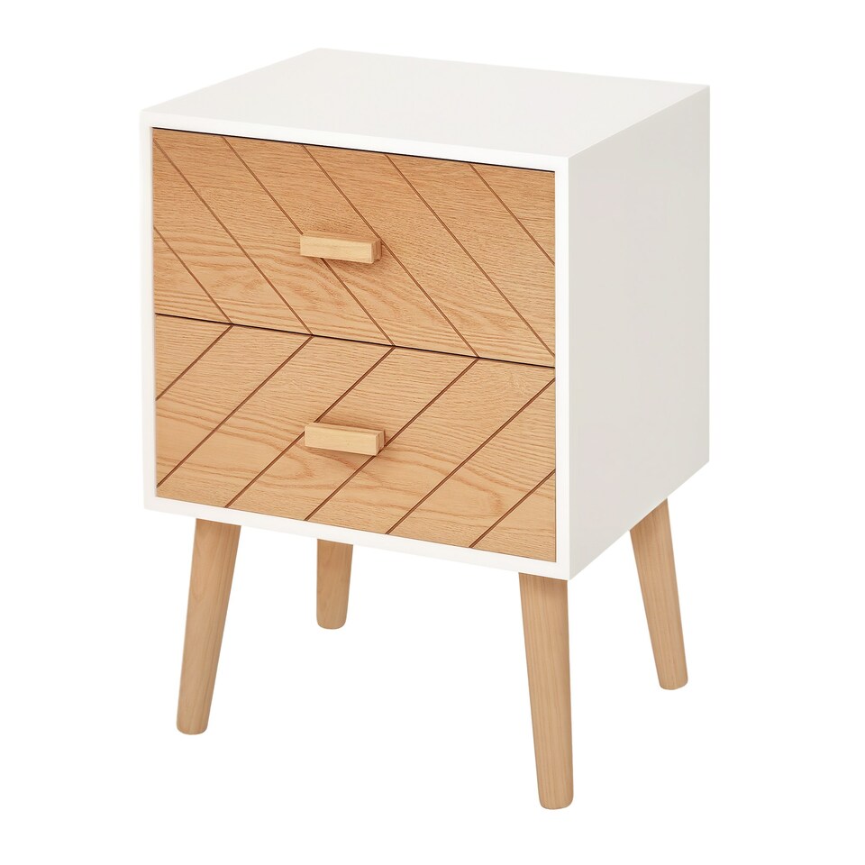 image 1 of HOMCOM Bedside Table 2 Drawers Side Cabinet Wooden Storage Chest