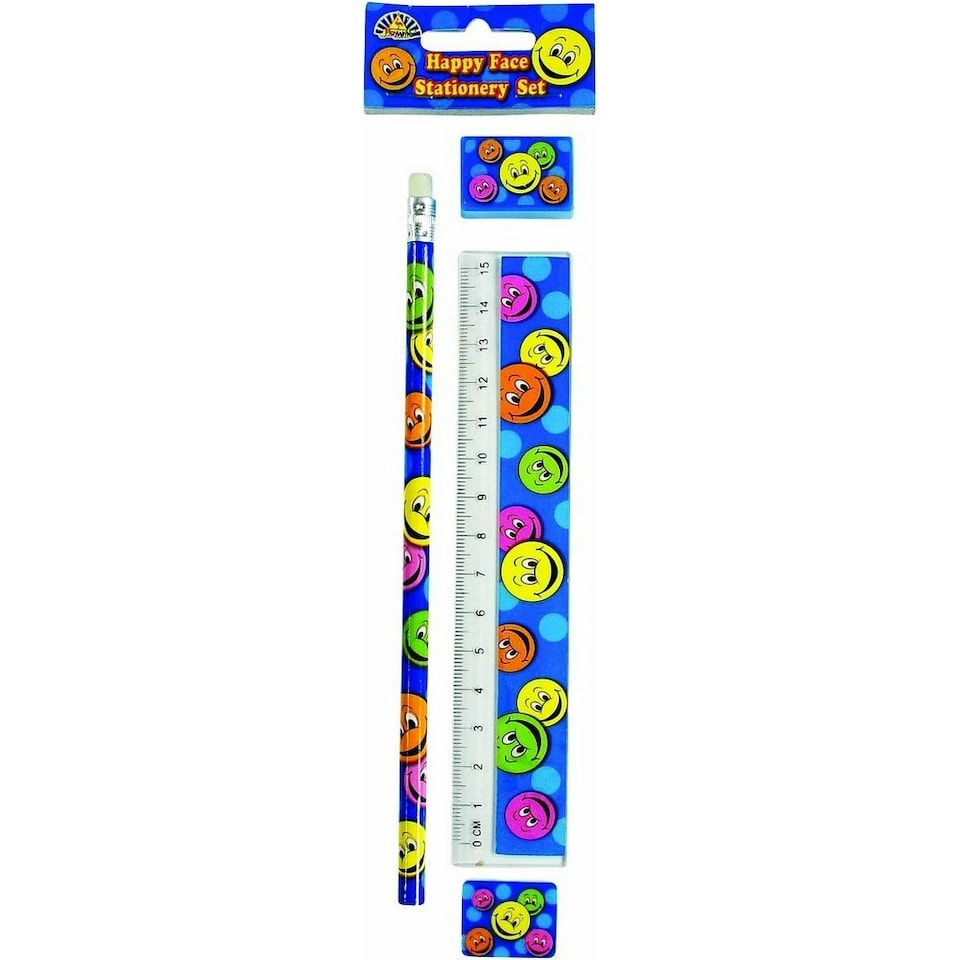 image 1 of Playwrite Happy Face Stationery Set - Multicoloured - One Size