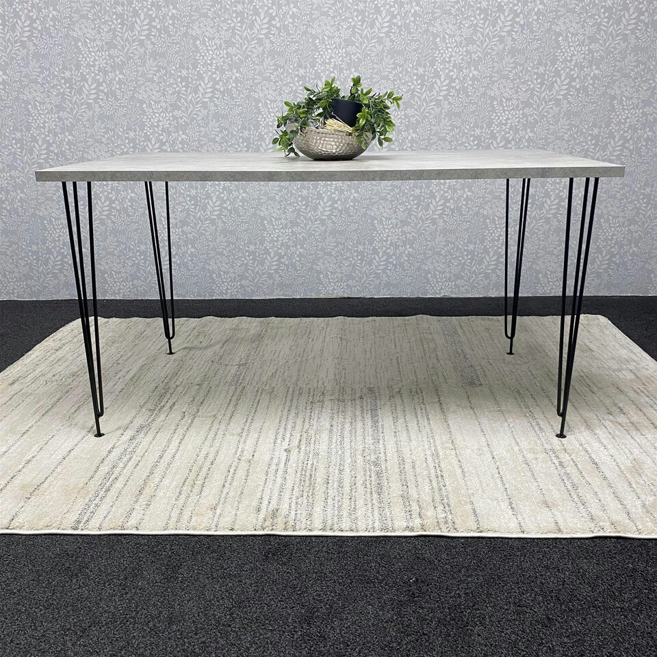 image 1 of Modern Grey Rectangular Dining Table with Hairpin Legs  Compact Kitchen & Dining Room Table (L140) Grey