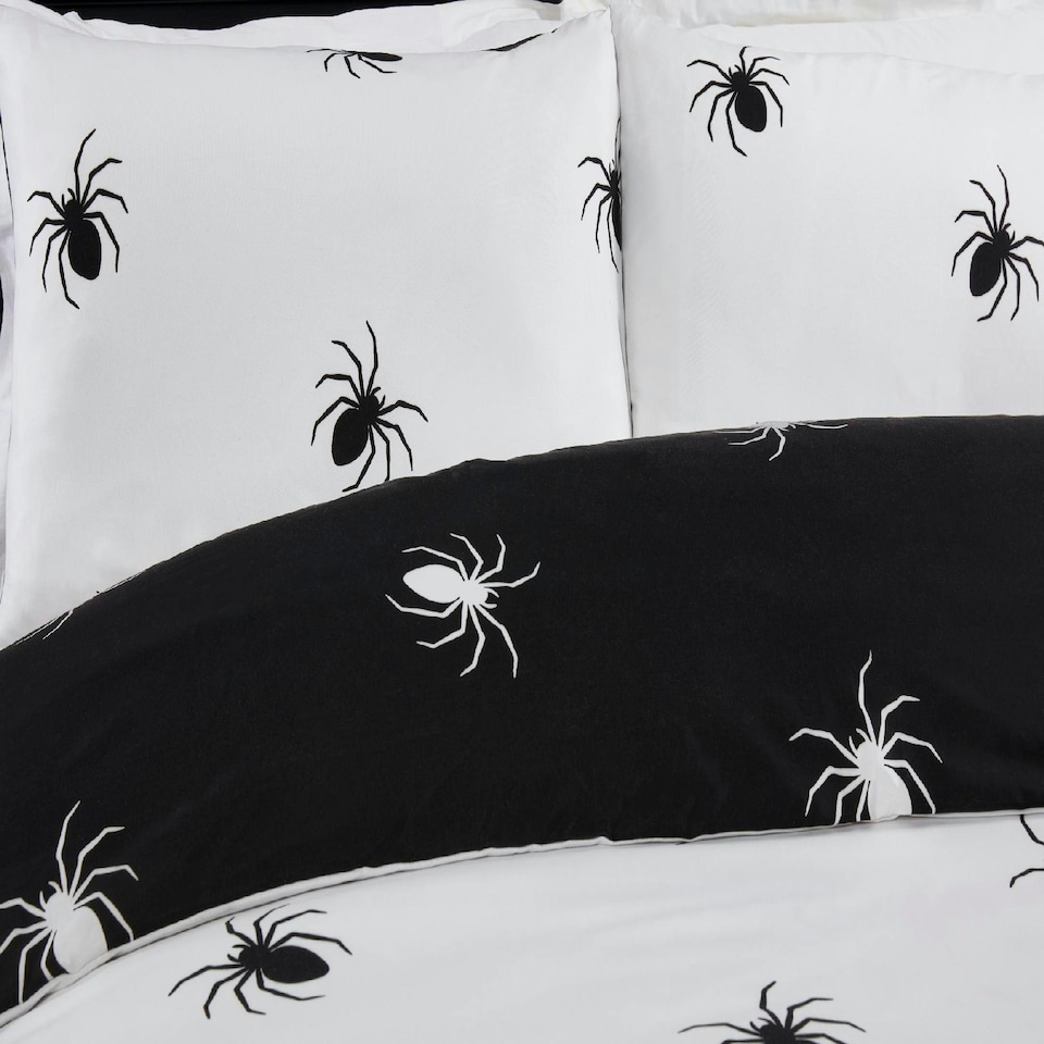 image 1 of Black Spider Microfibre Duvet Set with Pillowcase Single/Double Size Multicolor 180 Thread Count Multi | Single