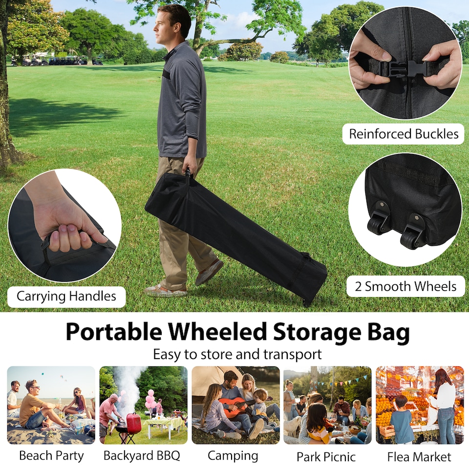 image 1 of COSTWAY 300 x 300 cm Pop up Canopy Tent With Sidewall Blue