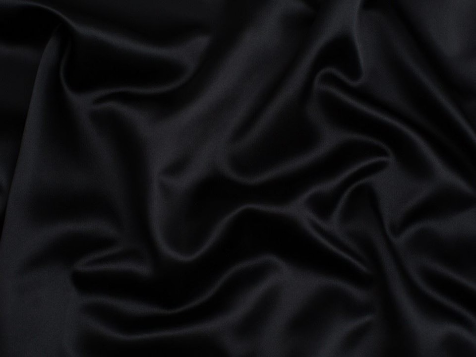 Black Matte Polyester Satin Fabric for Dressmaking, 160cm / 62" Wide - per metre