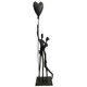 image 1 of Bound by Love Cast Iron Sculpture Couple Embracing Holding a Heart Baloon Shadow Art Metal Decor Lovers Valentine's Day Gift Anniversary Housewarming Present