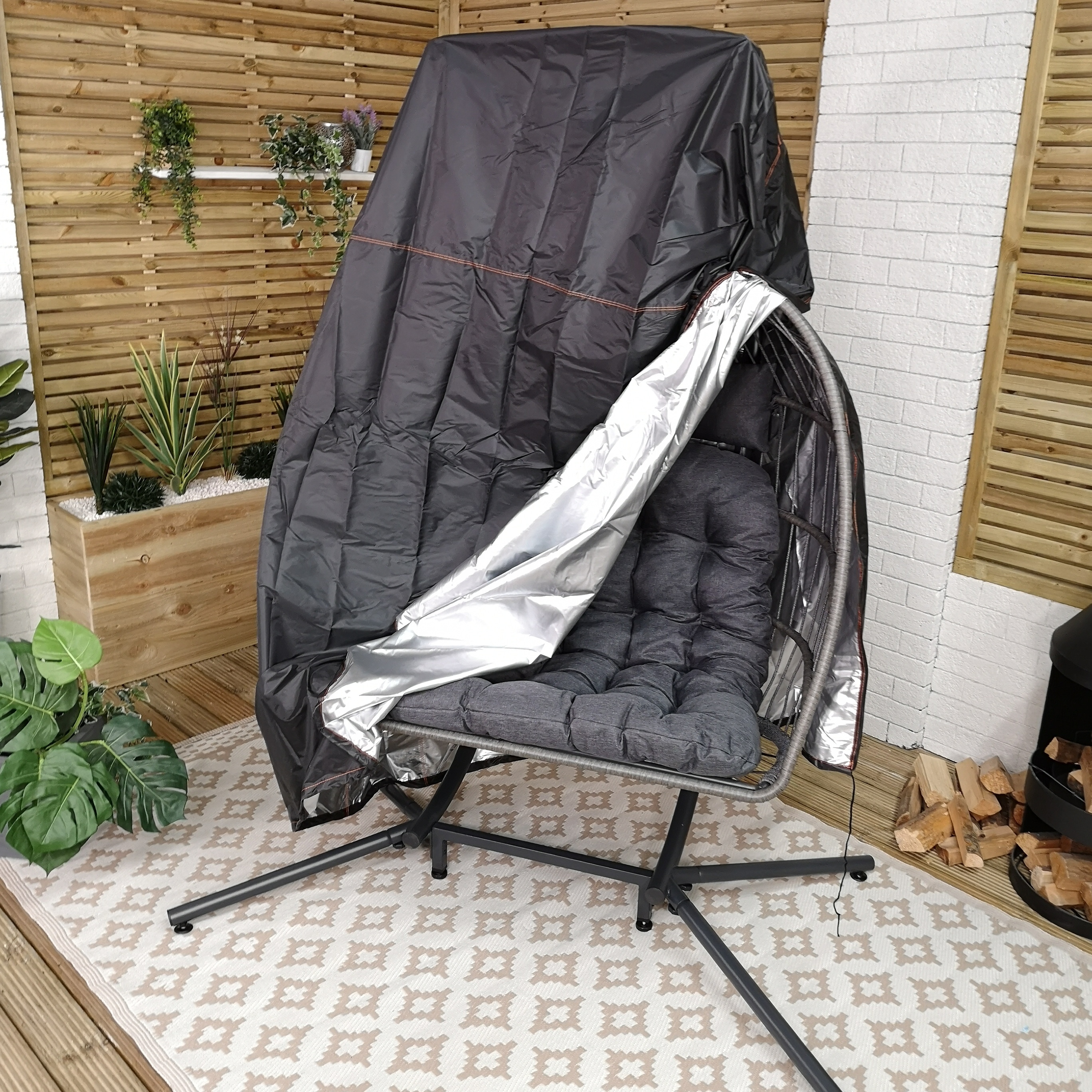 Samuel Alexander Double Egg Garden Chair Covers Waterproof Protective Outdoor Anti UV Windproof, With Zipper for Egg Chair