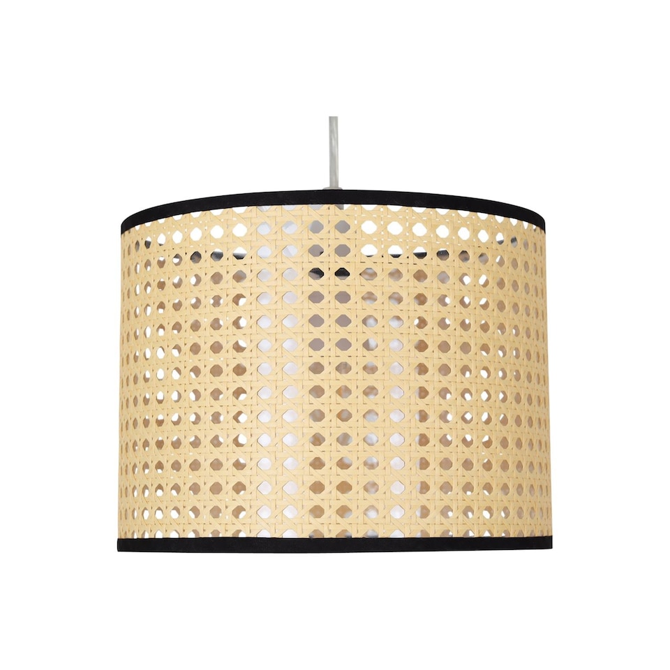 image 1 of Set of 2 Woven - 25cm Wicker Easy Fit Pendant Shades | Brown | Black | Medium | 2