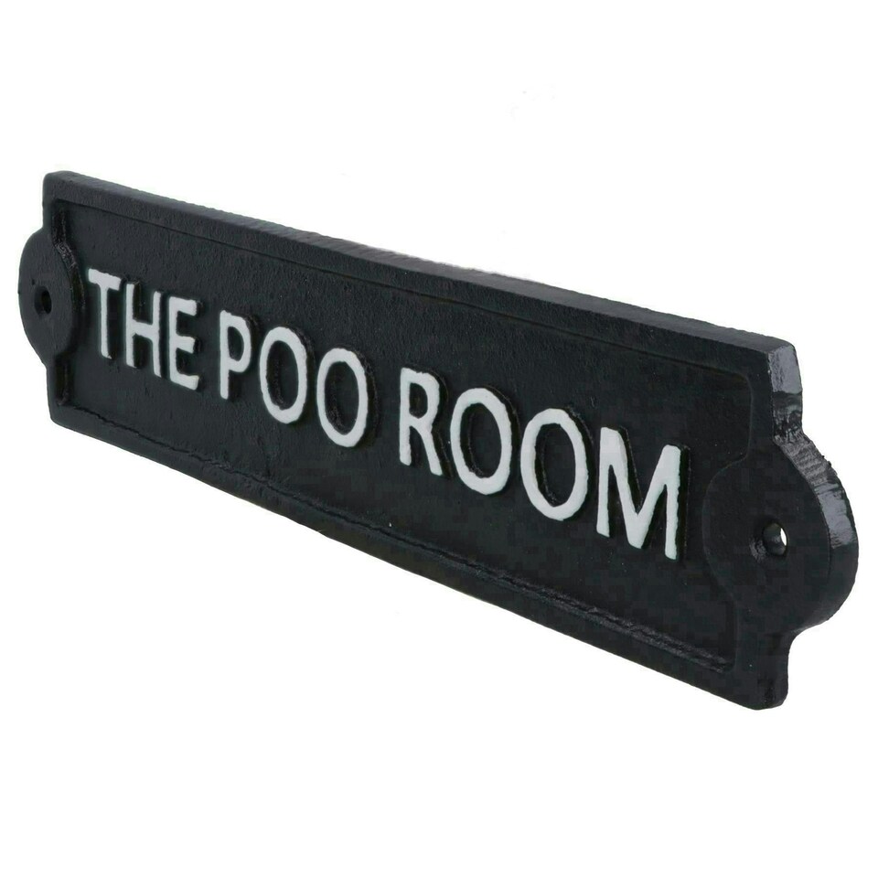 image 1 of The Poo Room Toilet Cast Iron Sign Plaque Wall Door House Cafe Shop Pub Bar