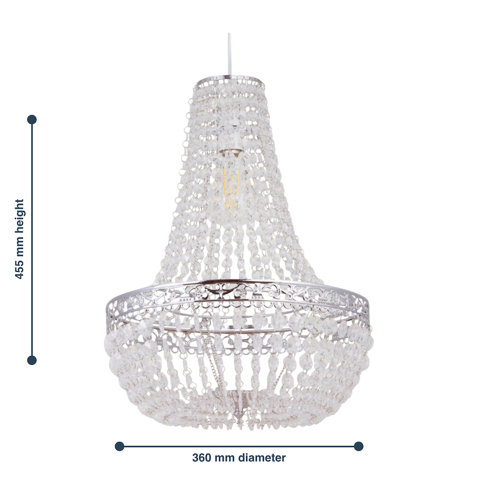 image 1 of Marino - Chandelier Style Pendant Lightshade | Clear | Chrome | Large | 1