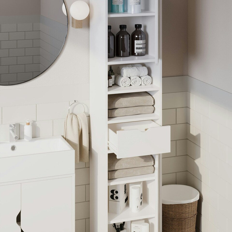 image 1 of 2 Door 1 Drawer Bathroom Cabinet Brown | Oak / Oak