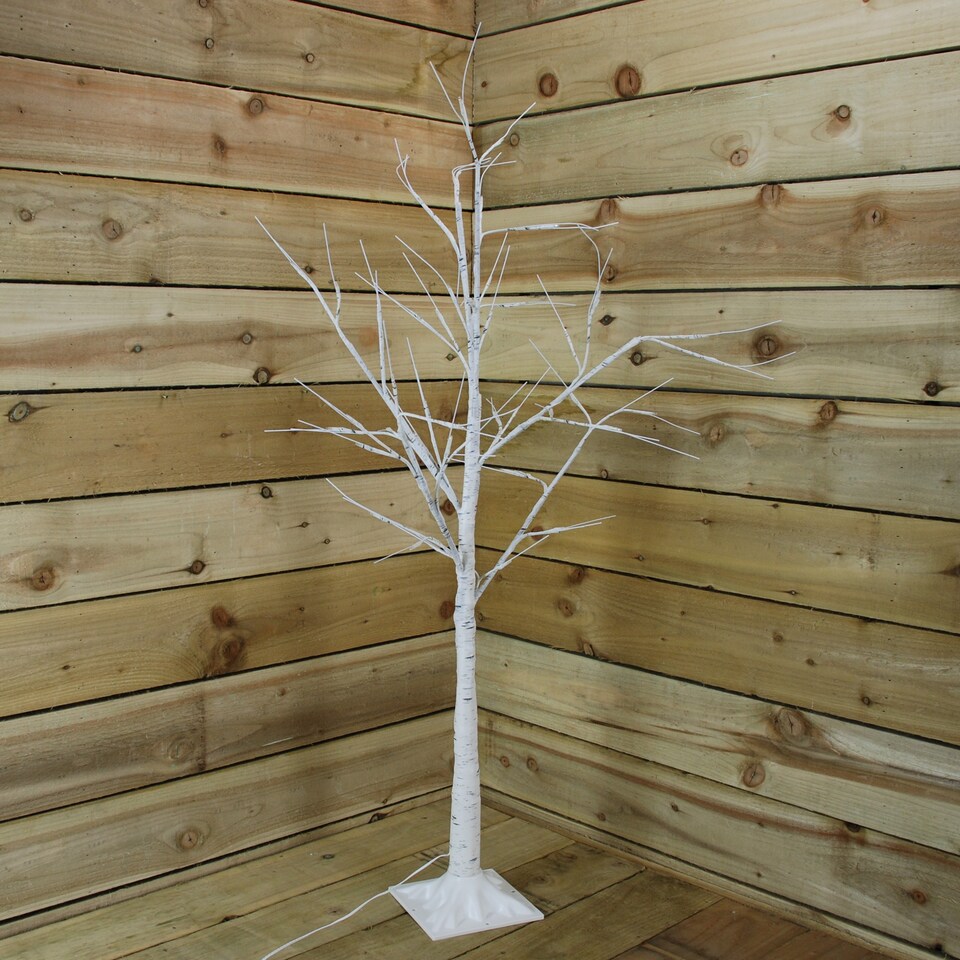 image 1 of 2.4m (8ft) Indoor Outdoor Christmas Lit Birch Tree with 136 Ice White LEDs