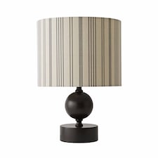 ValueLights Anthony Candlestick Table Lamp Linen Stripe Shade and Bulb