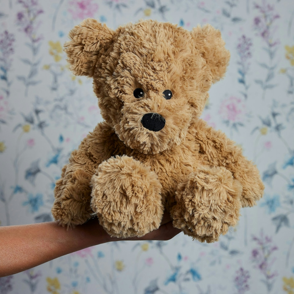 image 1 of Warmies Plush Brown Curly Bear Microwavable Weighted Teddy
