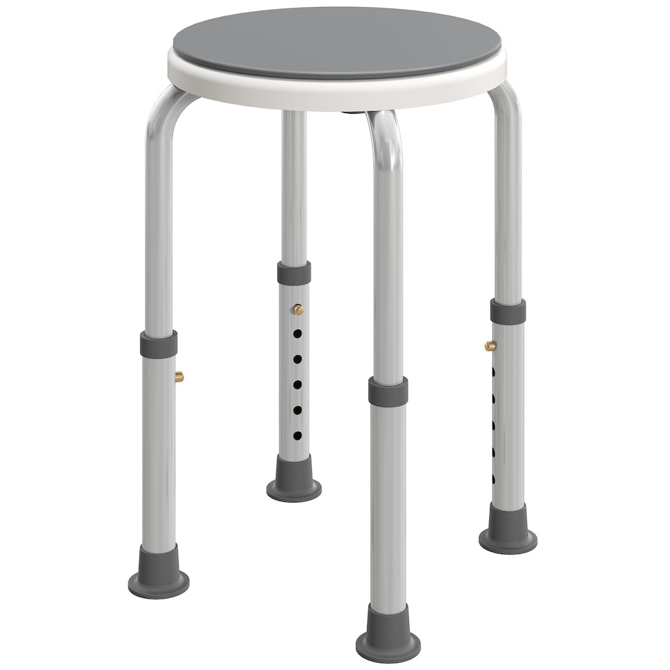 image 1 of HOMCOM 360 Degree Swivel Shower Stool with Non-Slip Feet for Disabled, Grey