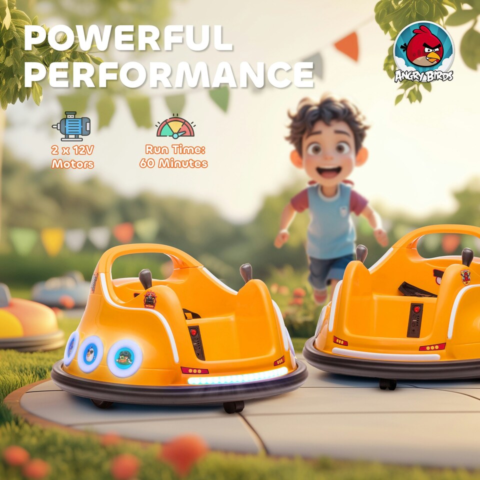 image 1 of AIYAPLAY Angry Bird Licensed Bumper Car for Kids w/ Joysticks, Orange