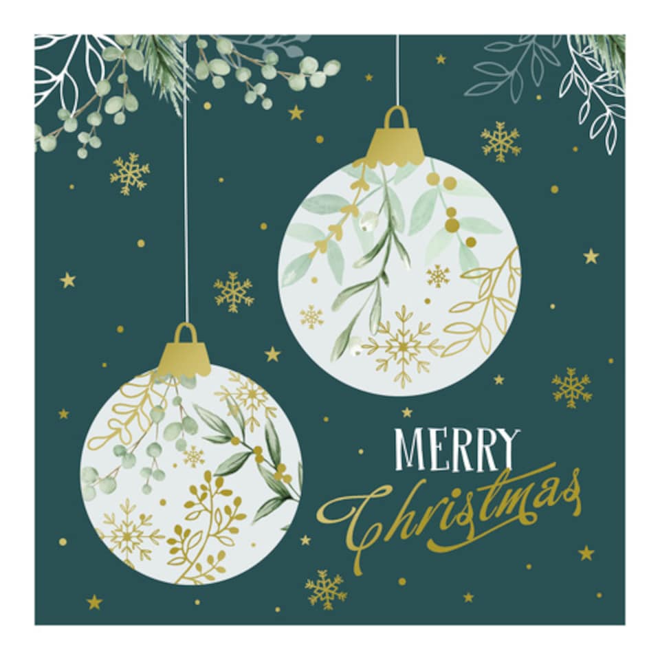 image 1 of Merry Christmas Embossed Foliage Greeting Cards - Pack of 6