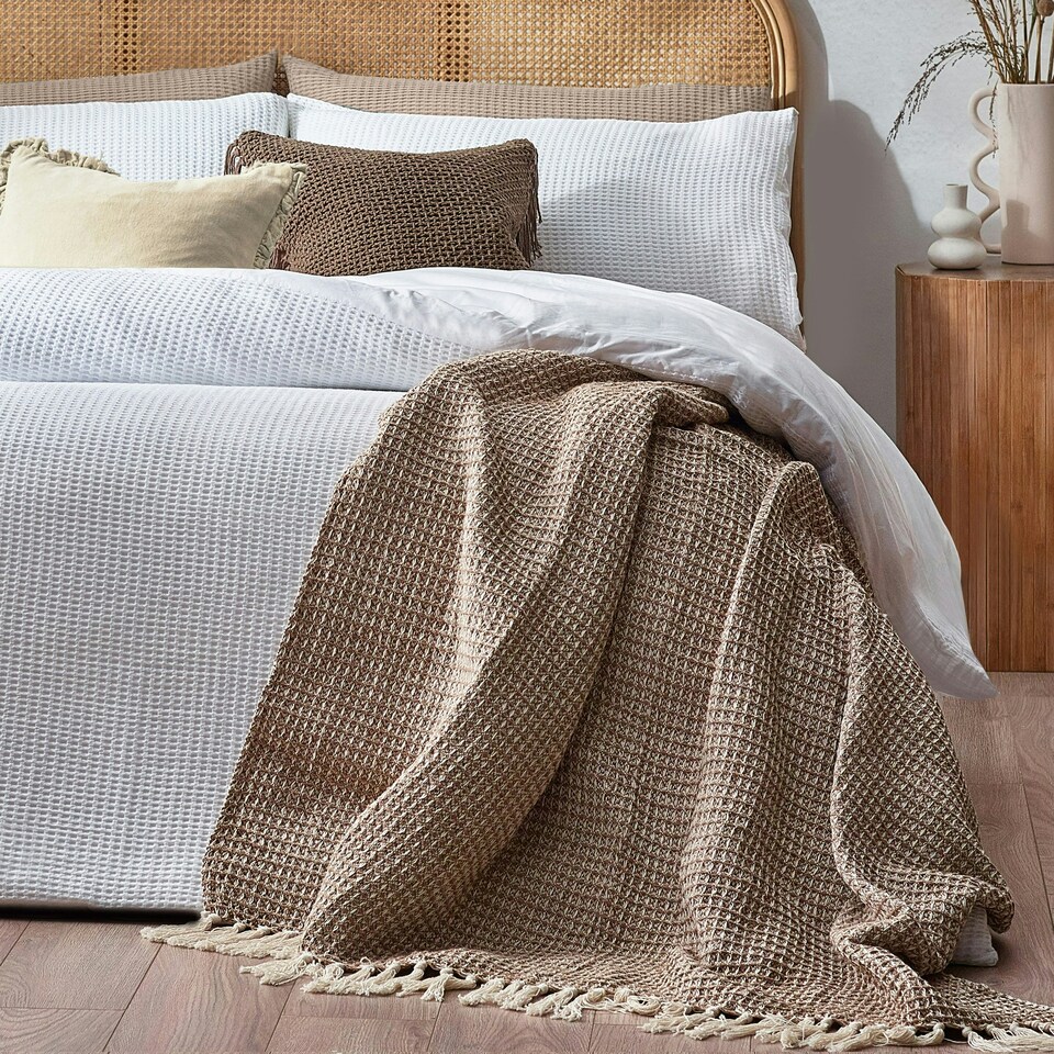 image 1 of Yard Chunky Waffle 100% Cotton Double Duvet Cover Set
