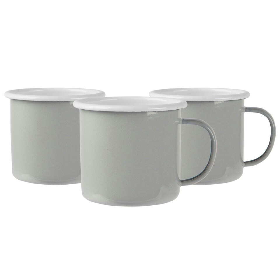 image 1 of Argon Tableware Coloured Enamel Mugs - 375ml - Grey - Pack of 6 Grey