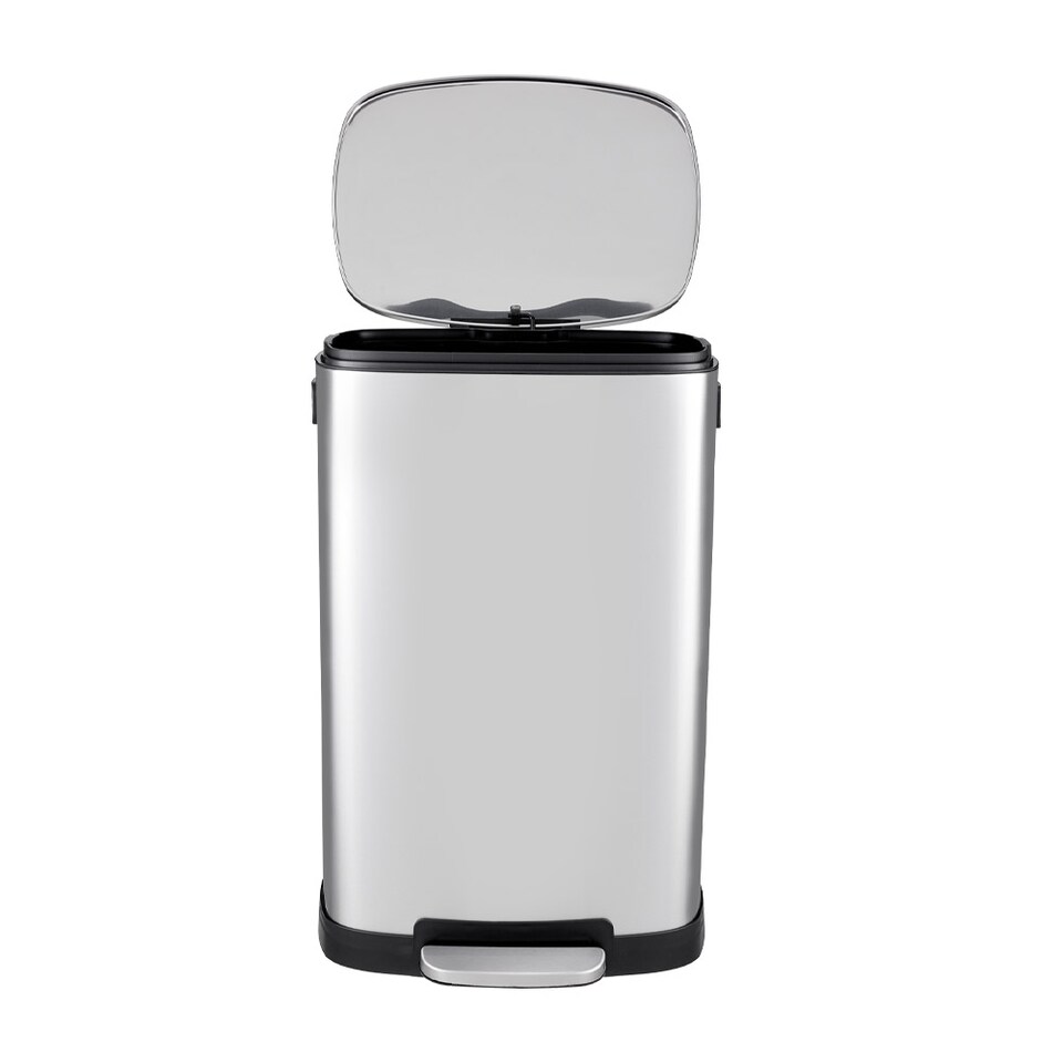 image 1 of Living and Home Stainless Steel Step Open Trash Can -50L | Chrome