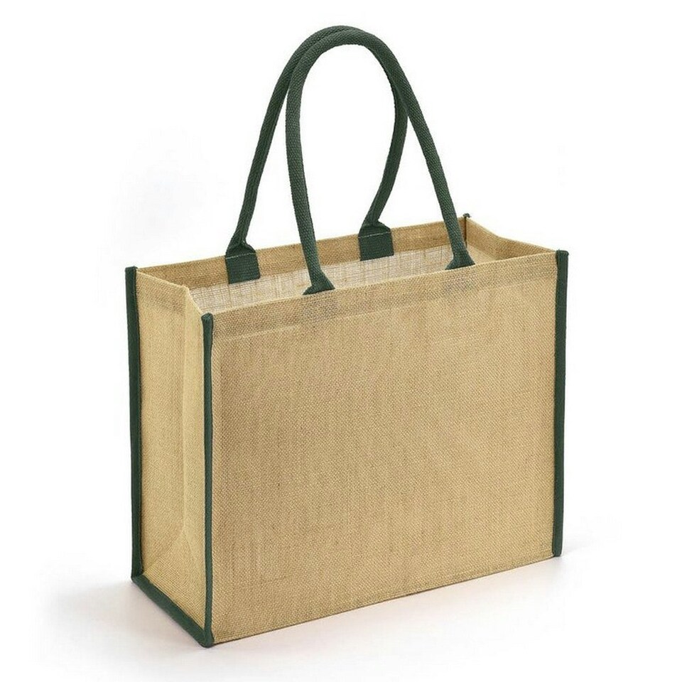 Brand Lab Tipped Jute Shopper - Natural/Forest Green - One Size