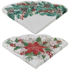 Christmas Novelty Napkins Table Decoration Round Xmas Decor Floral Mix Pack | Multi | Mix Pack of 24