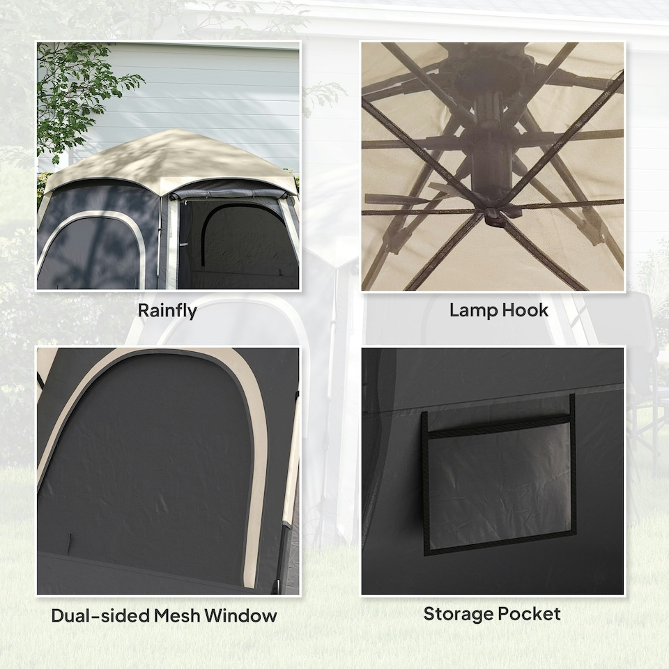 image 1 of Outsunny Instant Camping Tent, 4 Person Easy Setup Dome Tent Grey | Dark Grey