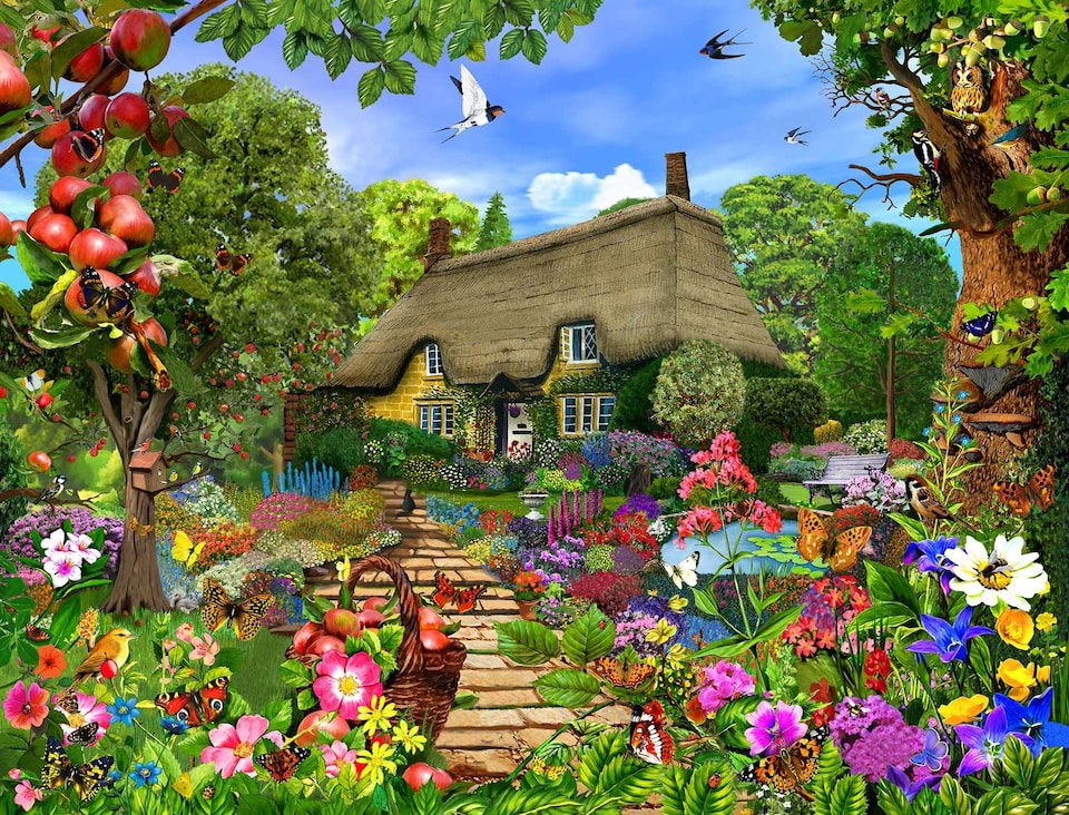 Thatched Cottage Garden - 1000 pc. jigsaw puzzle