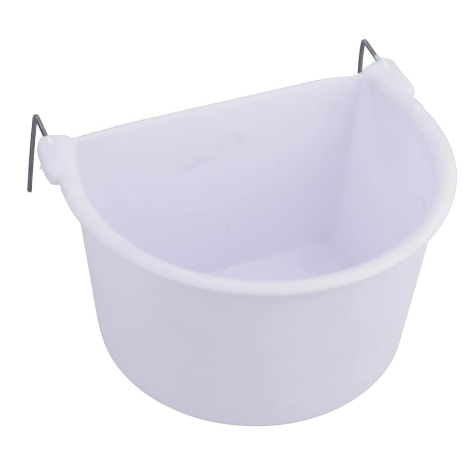 image 1 of 2PK Large White Plastic Bird Feeder Primary Bird Food/Water Cage Dish 11.5cm White