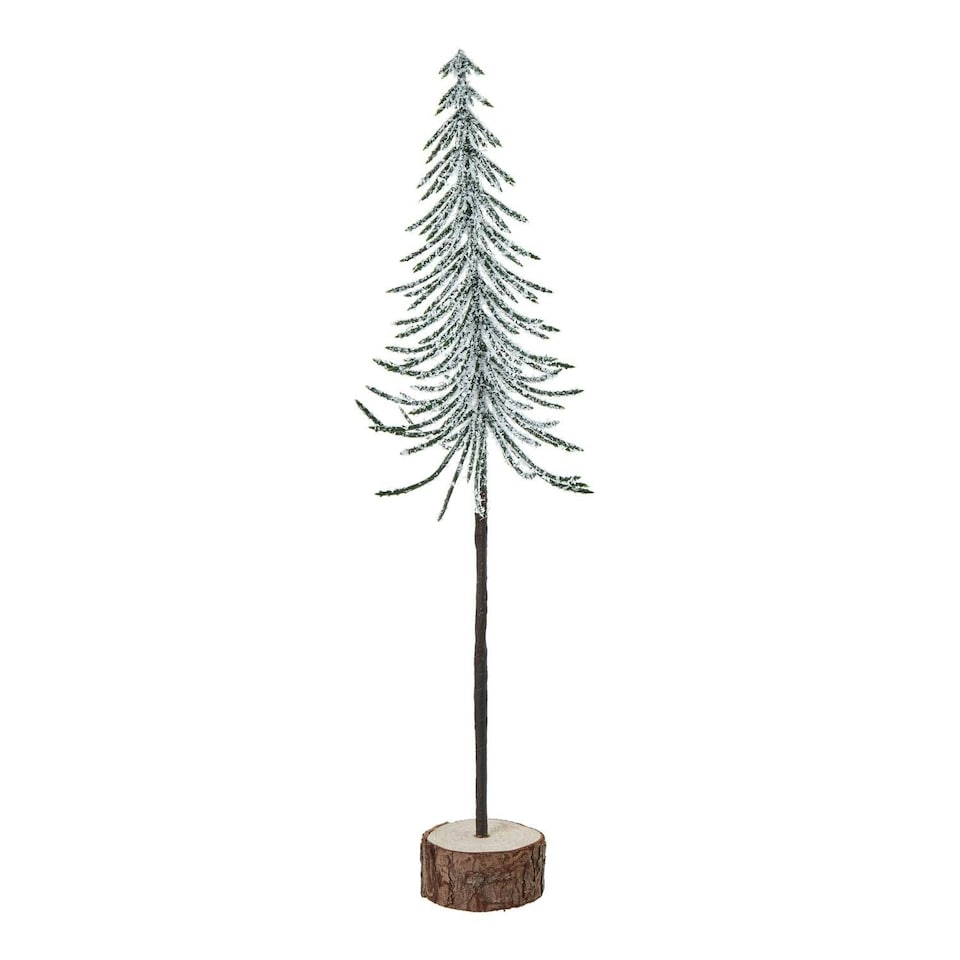 image 1 of Hill Interiors Snowy Spindle Christmas Tree - Brown/White/Green - 35cm