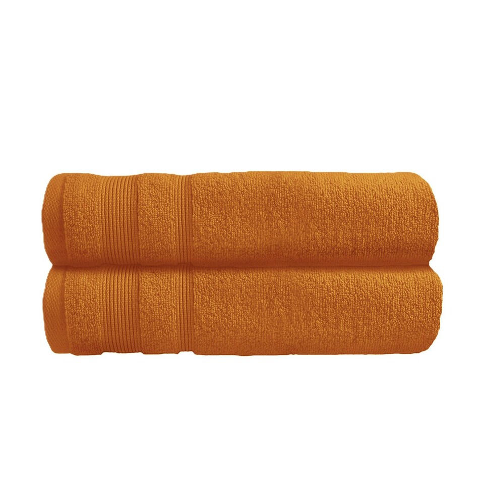 image 1 of Luxury Zero Twist Egyptian Cotton Bath Towels 70 x 120cm - Pack of 2 Orange | Caramel | Bath towel