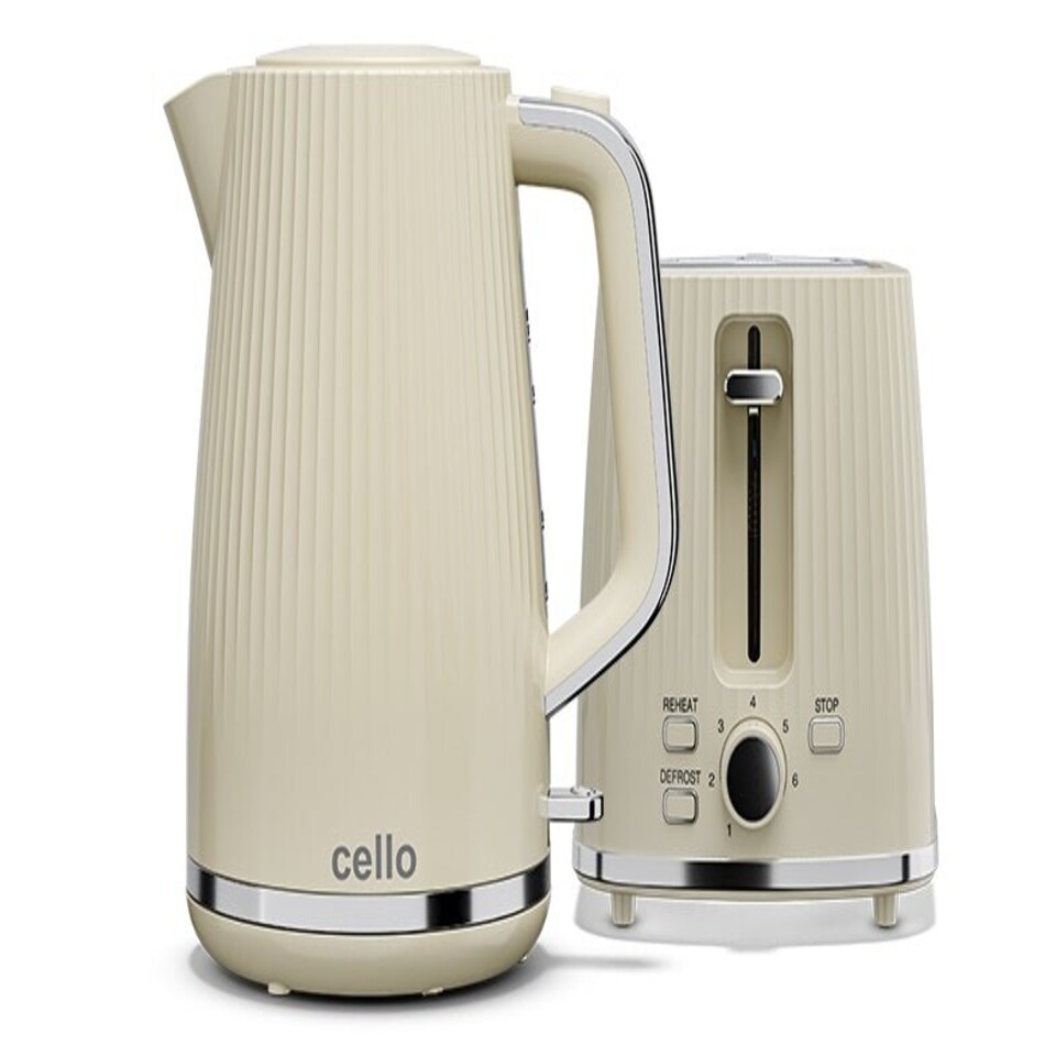 image 1 of Cello Breakfast Bundle - Textured Kettle + 2 Slice Toaster