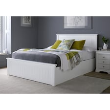 Painted Wood King Size Ottoman Bed in White