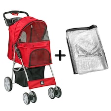 KCT Red Pet Stroller with Rain Cover Red