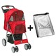 image 1 of KCT Red Pet Stroller with Rain Cover Red