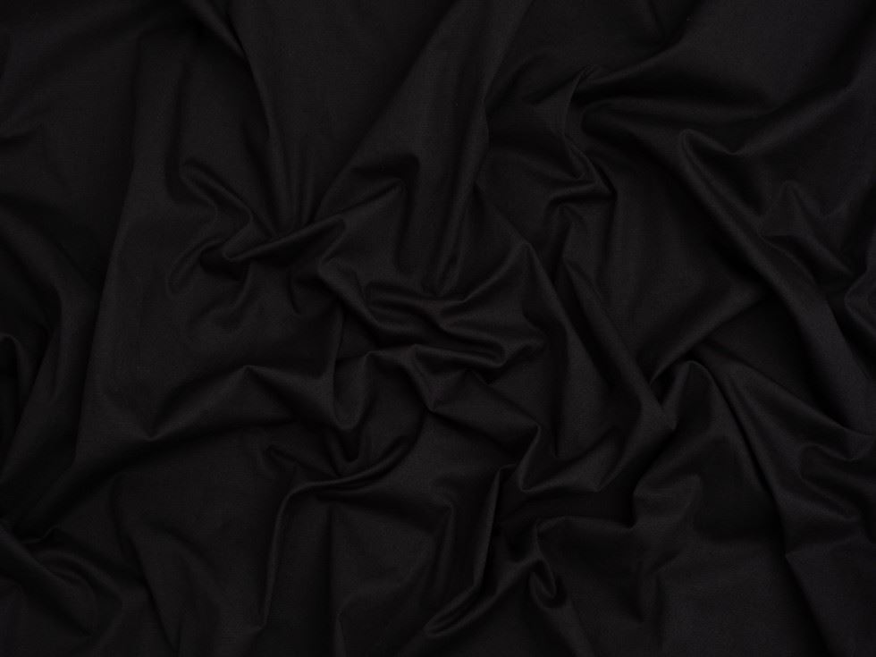 Black Silicone Stretch Woven Cotton Poplin Fabric for Dressmaking, 140cm / 55" Wide - per metre
