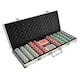 image 1 of Oypla Poker Set - 500 Piece Texas Hold Em Complete With Chips, Cards, Dice, And Casino Style Case