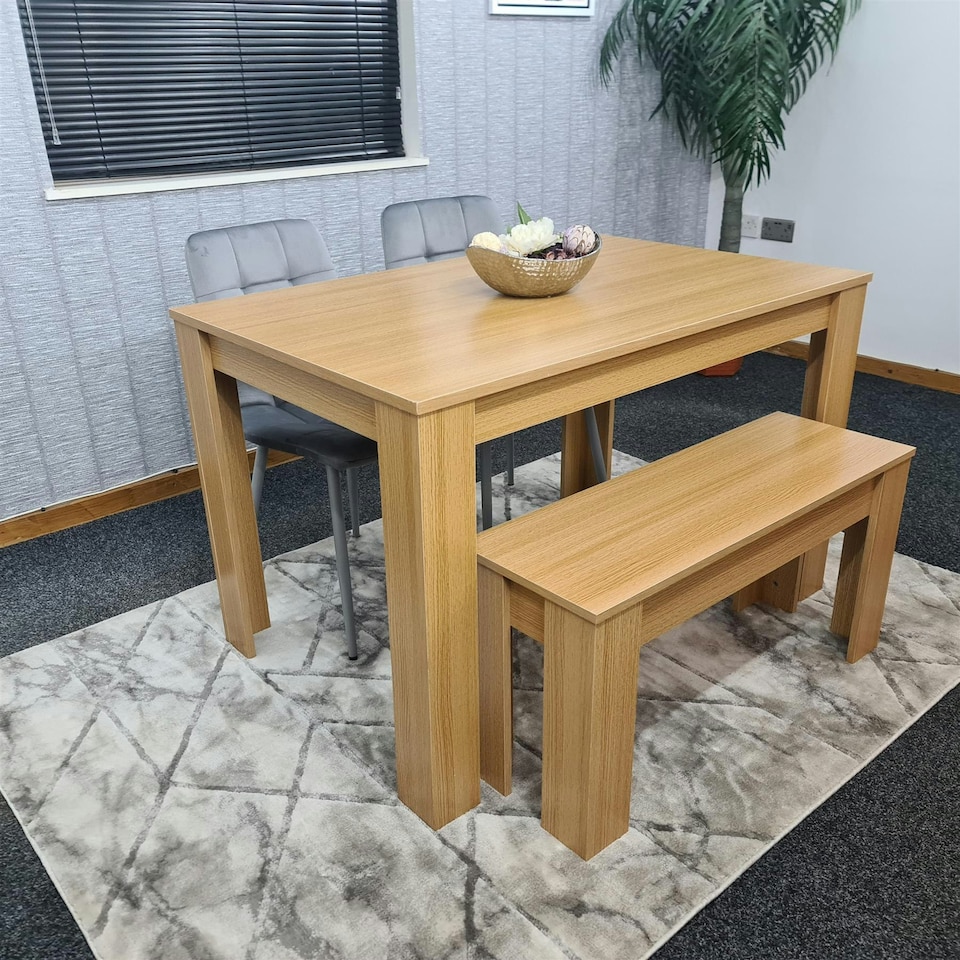 image 1 of Dining Table Set with 2 Chairs Dining Room and Kitchen table set of 2, and Benches Grey