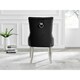 image 3 of Furniturebox 2x Belgravia Black Velvet Knockerback Dining Chairs Silver Leg