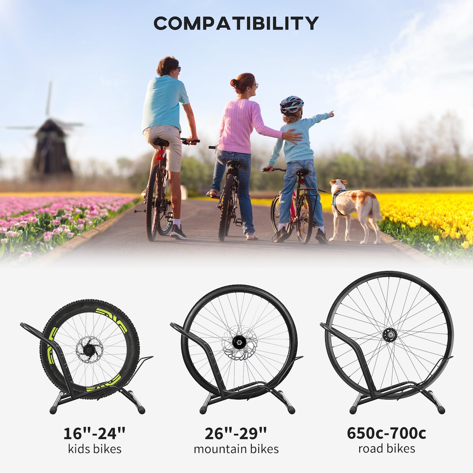 image 1 of SPORTNOW Bike Stand Bicycle Storage Rack for Indoor Garages Flat Use