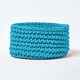image 1 of Homescapes Teal Blue Cotton Knitted Round Storage Basket - 37 x 21cm Blue | M
