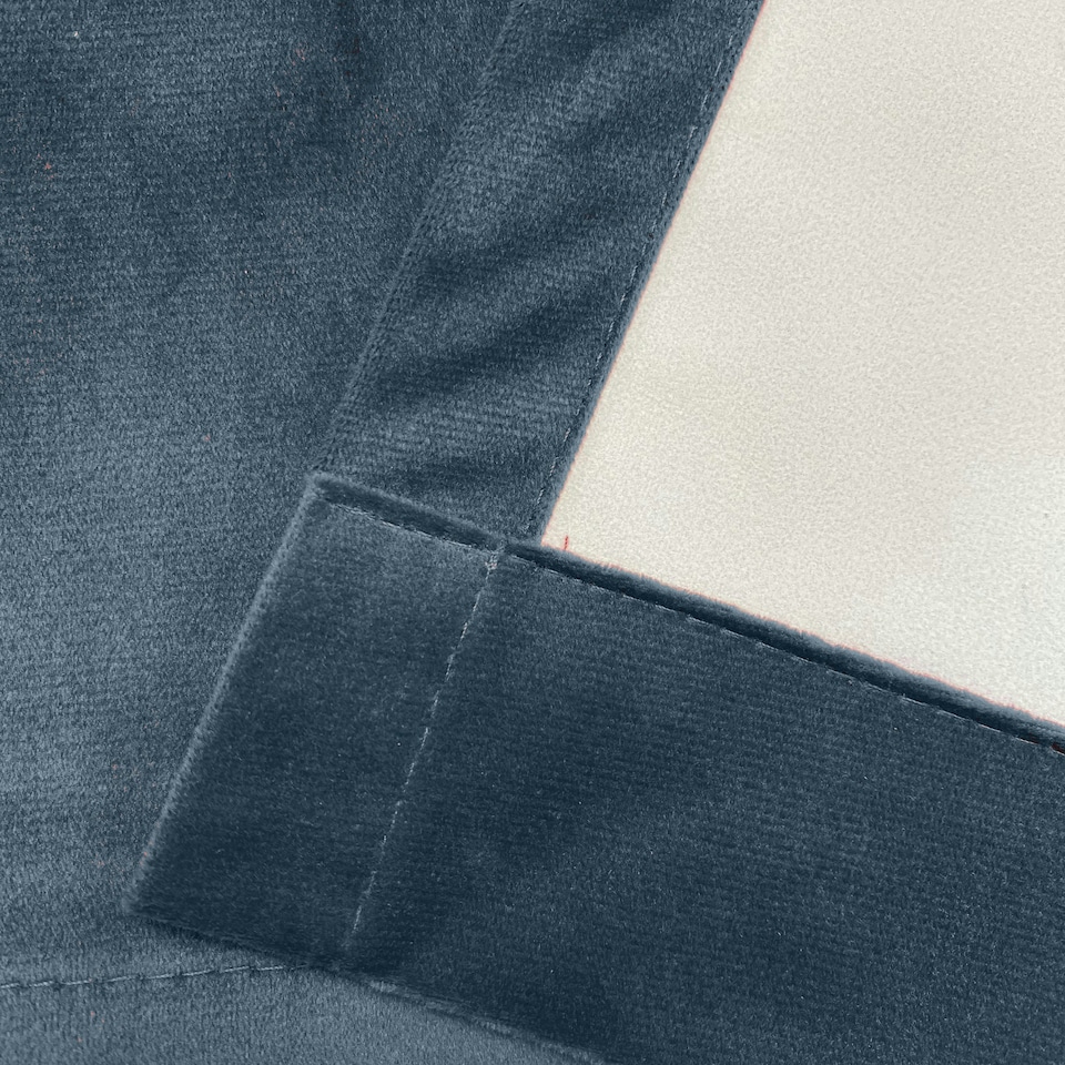 image 1 of Oxford Navy Velvet Curtains 46 x 54 inch (117 x 137 cm) 100% Blackout Pencil Pleat Thermal Noise Reducing Curtains for Bedroom and Living Room