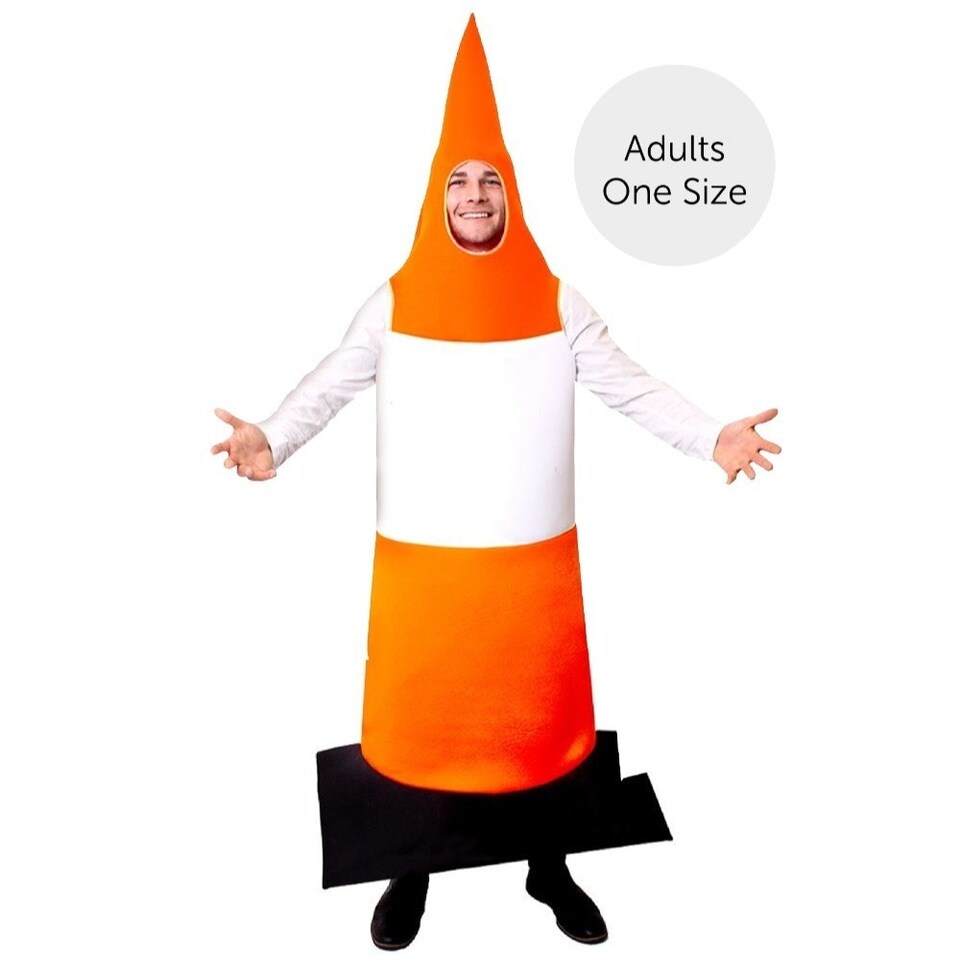image 1 of Adults Novelty Traffic Cone Costume – Fancy Dress Orange | One Size