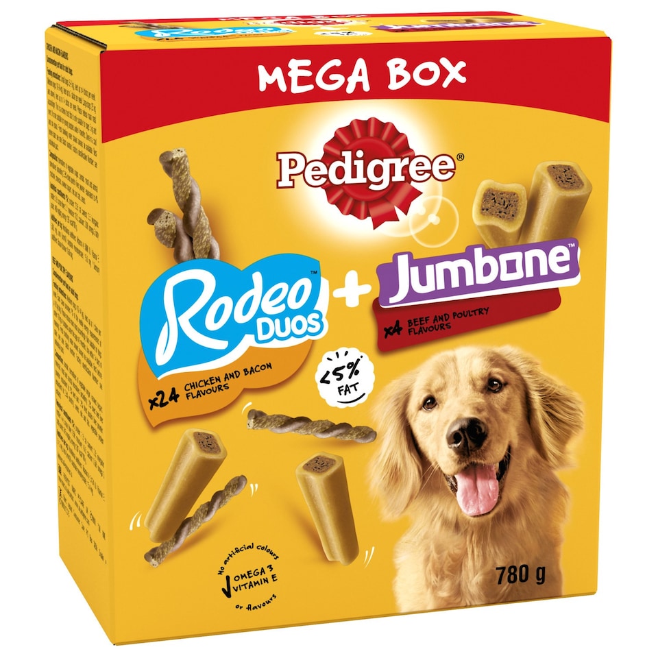 image 1 of Pedigree Rodeo Duos & Jumbone Mixed Dog Treats Mega Box 780g Dog Chews Gift