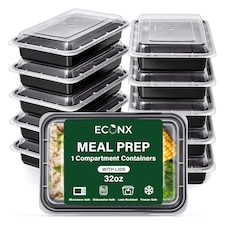 32oz Black Meal Prep Containers With Lid Plastic Microwave Safe Food Storage Box 20pc