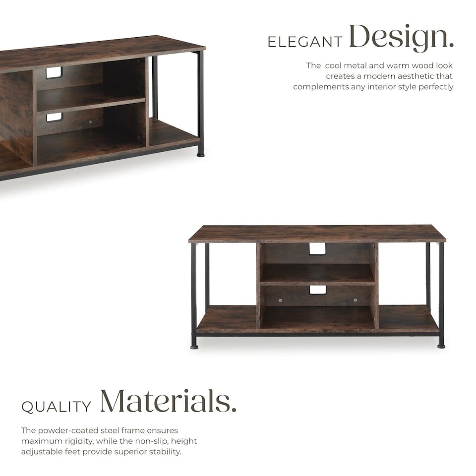 image 1 of TV Stand - lowboard cabinet with 4 compartments, adjustable shelf | Brown | Industrial wood dark, rustic | 110 x 40 x 50,50 cm | 1